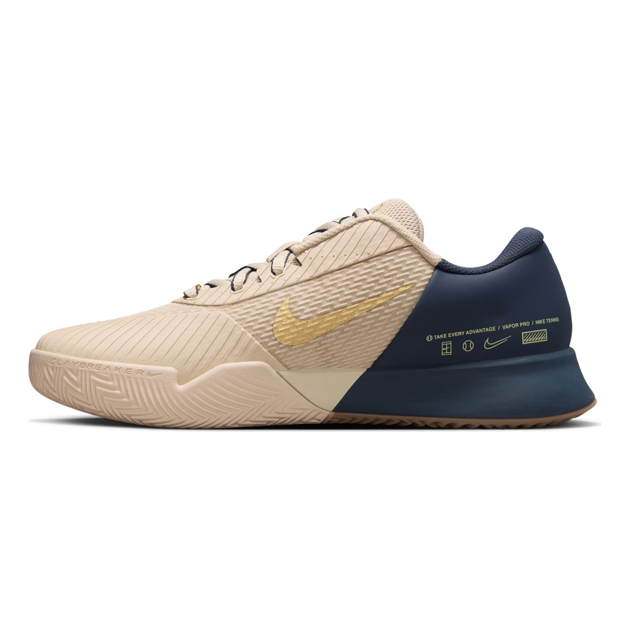 Air Zoom Vapor Pro 2 PRM Sandplatzschuh Herren - Beige, Dunkelblau