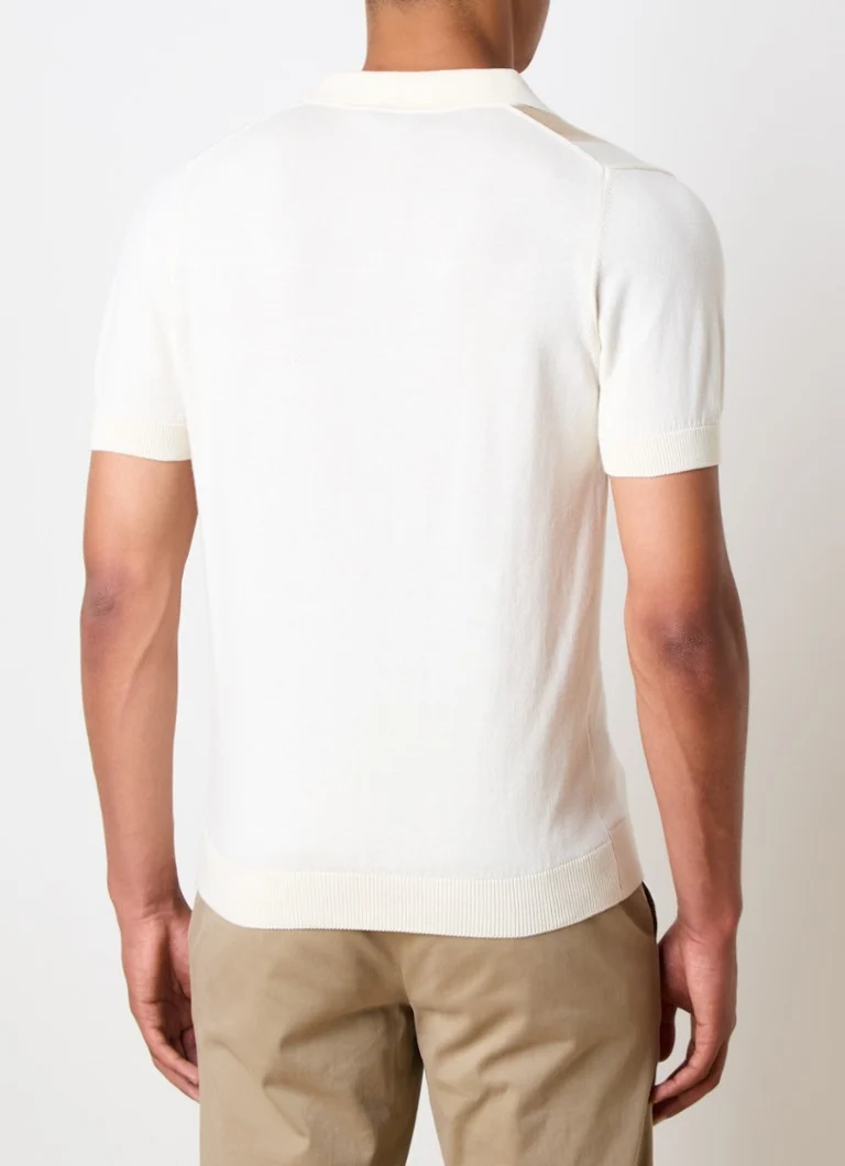 Oscar Jacobson  Matt fijngebreide slim fit polo met ingebreid patroon