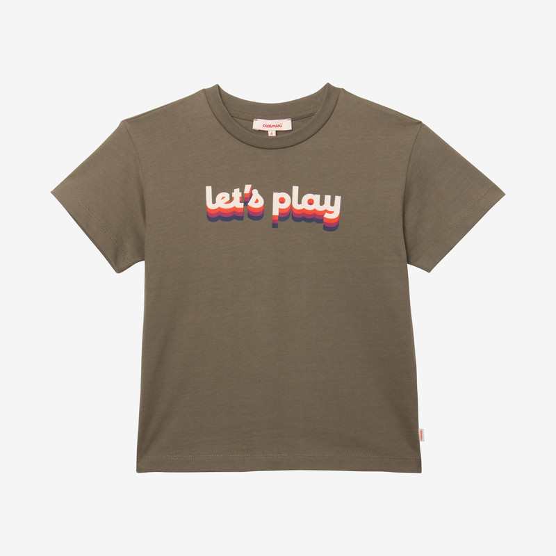 T-shirt enfant message kaki en coton recyclé vert mixte Catimini