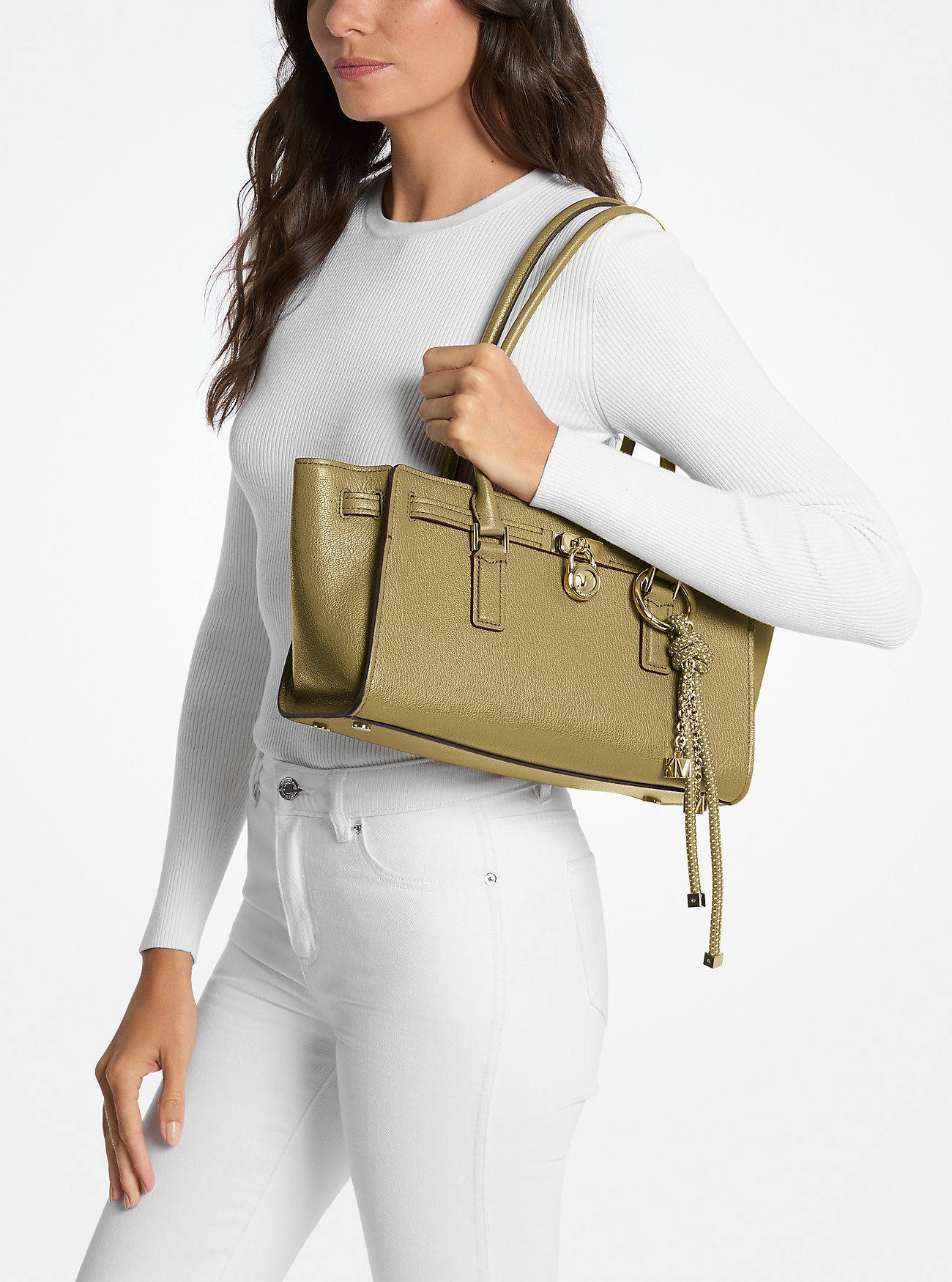 Hamilton Moderne Small Leather Satchel - PISTACHIO
