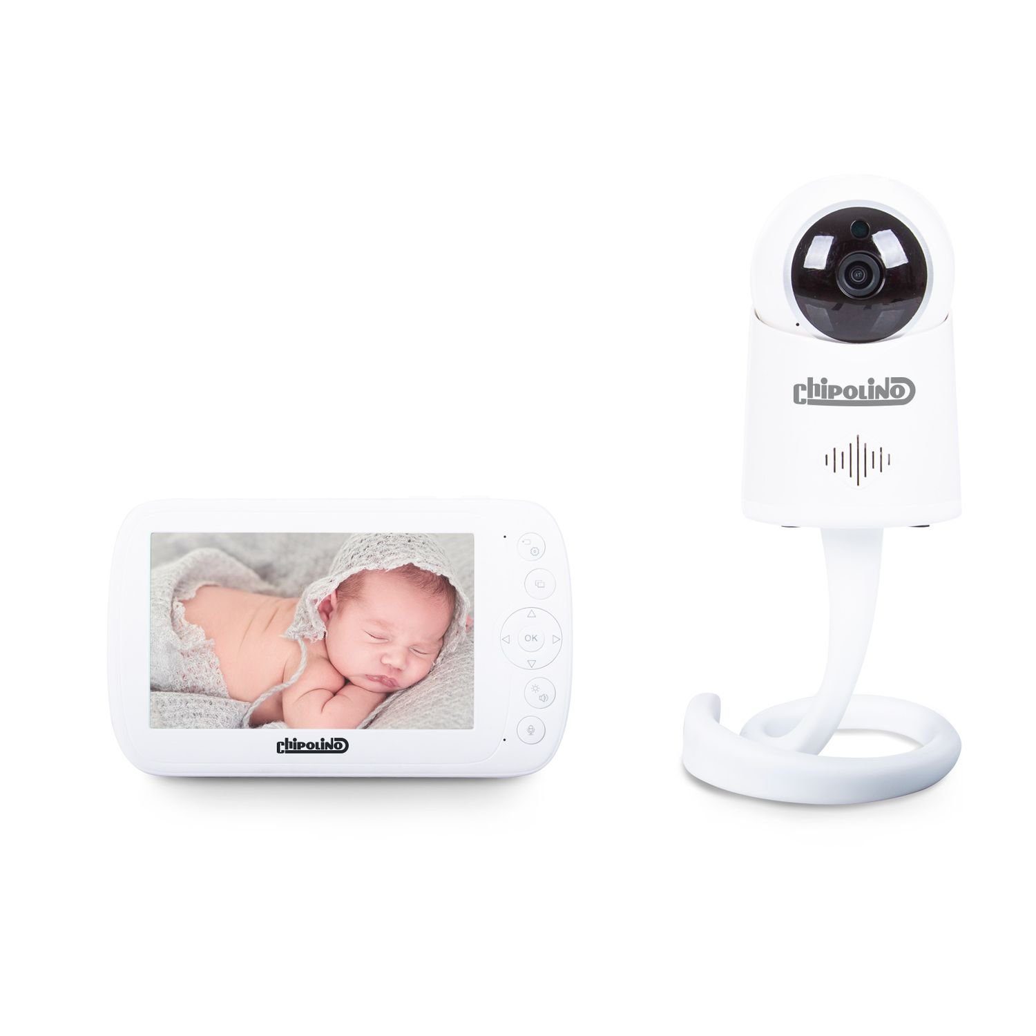 Chipolino Babyphone Video-Babyphone Orion 5 Zoll, LCD Nachtsicht, Musik, Temperatursensor