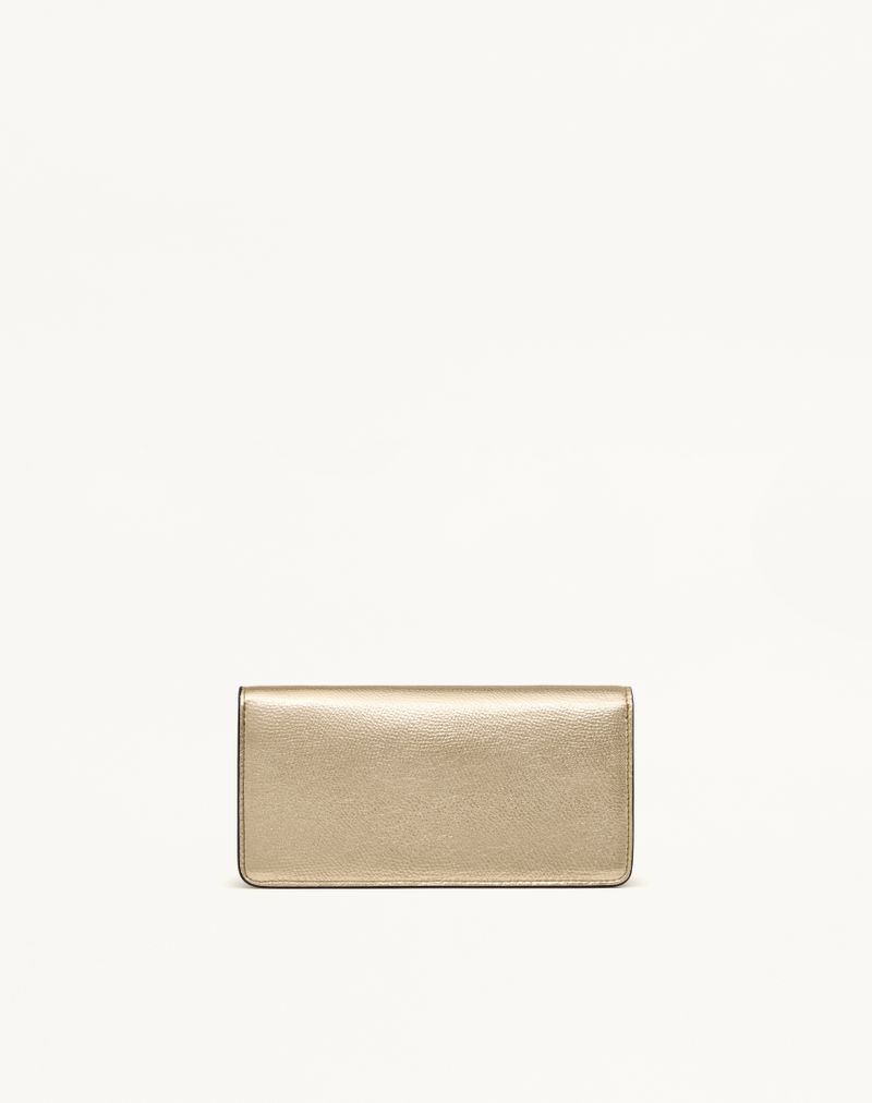Vlogo Signature Chain Wallet i metallisk granat kalveskind
