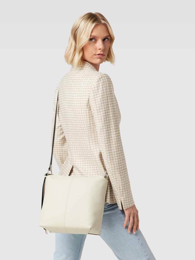Hobo Bag aus Leder mit Label-Detail Modell 'AISSA' in ecru
