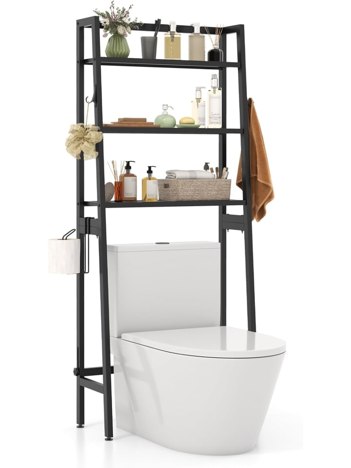 COSTWAY Toilettenregal 65x28x159cm in Schwarz günstig kaufen onesize