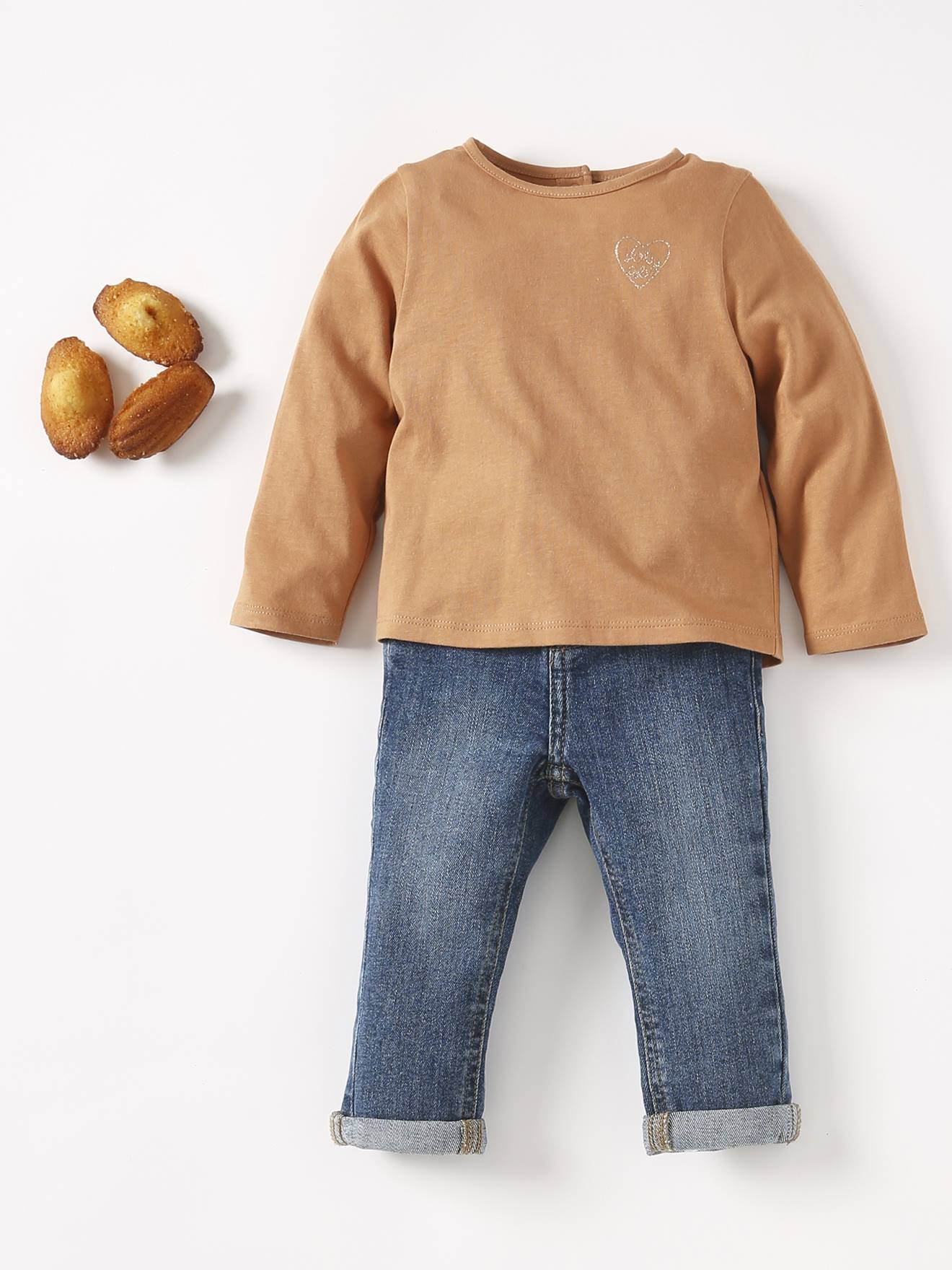 Vertbaudet Gerade Baby Jeans BASIC Oeko-Tex - blue stone