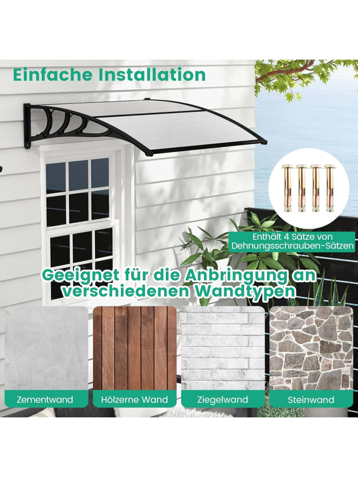 COSTWAY Vordach für Haustür 122x99cm in Grau günstig kaufen onesize