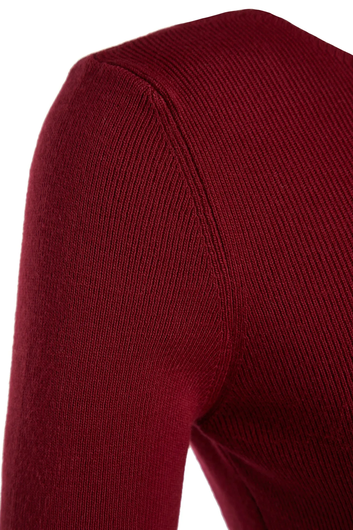 Trendyol Collection  Weinrotes, figurbetontes Mini-Strickkleid mit Rückendetail TWOAW24EL00089