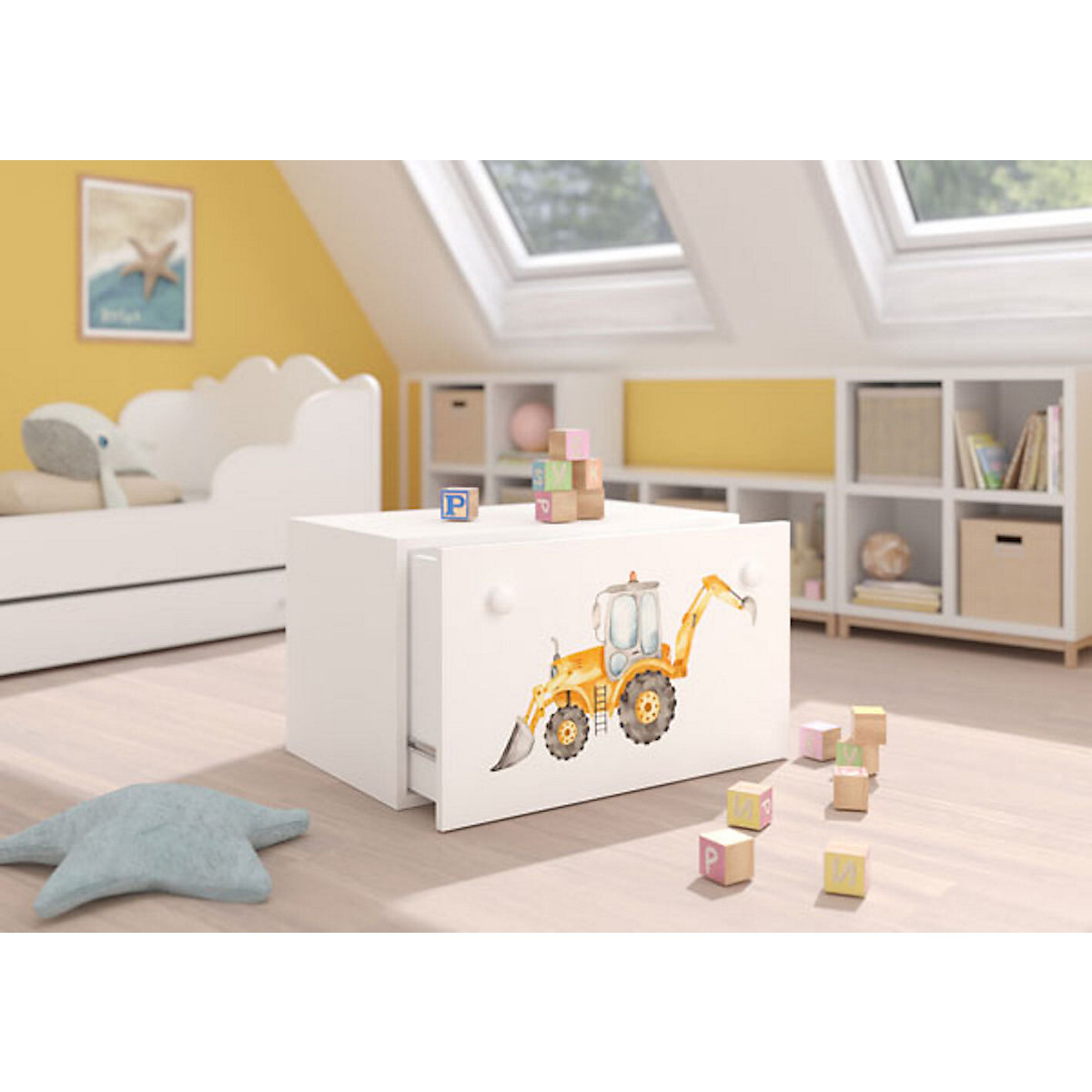 Spielzeugtruhe Sitztruhe Inga 70cm Motiv wählbar mit 1 Schublade