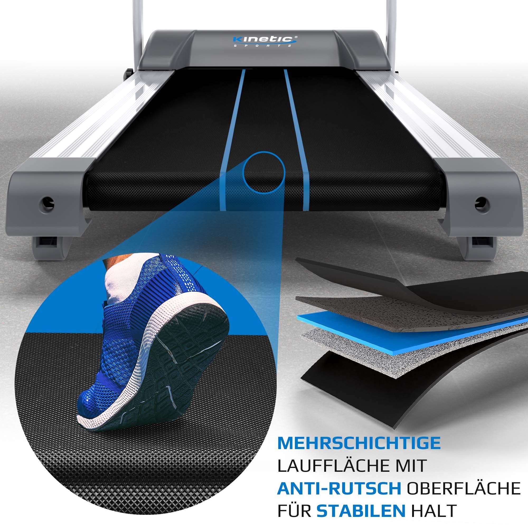 Kinetic Sports Laufband KST3000, klappbar mit LCD Display, 1100 W Motor, 1- 12 km/h