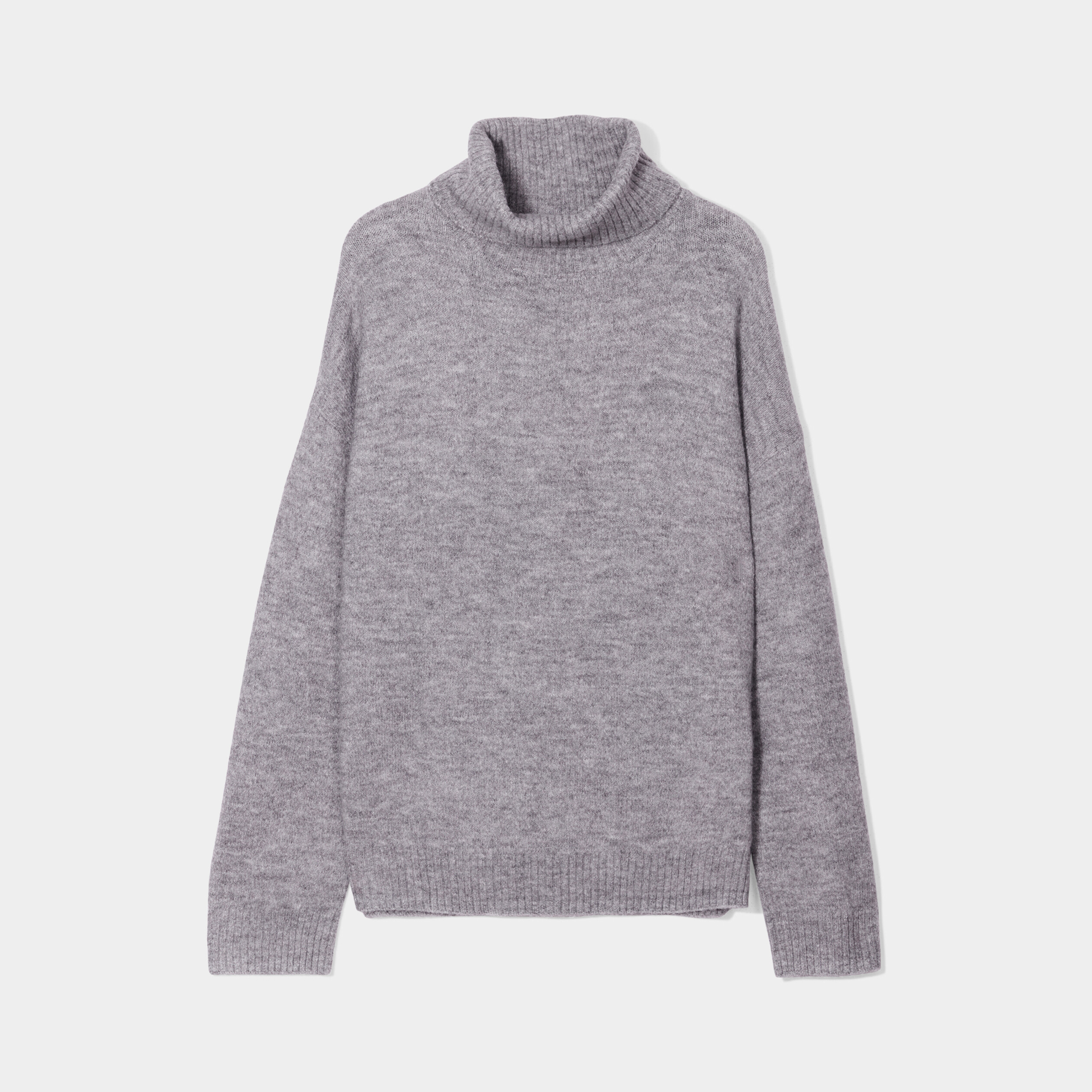 Pull col roulé droit manches longues gris clair femme | La Halle