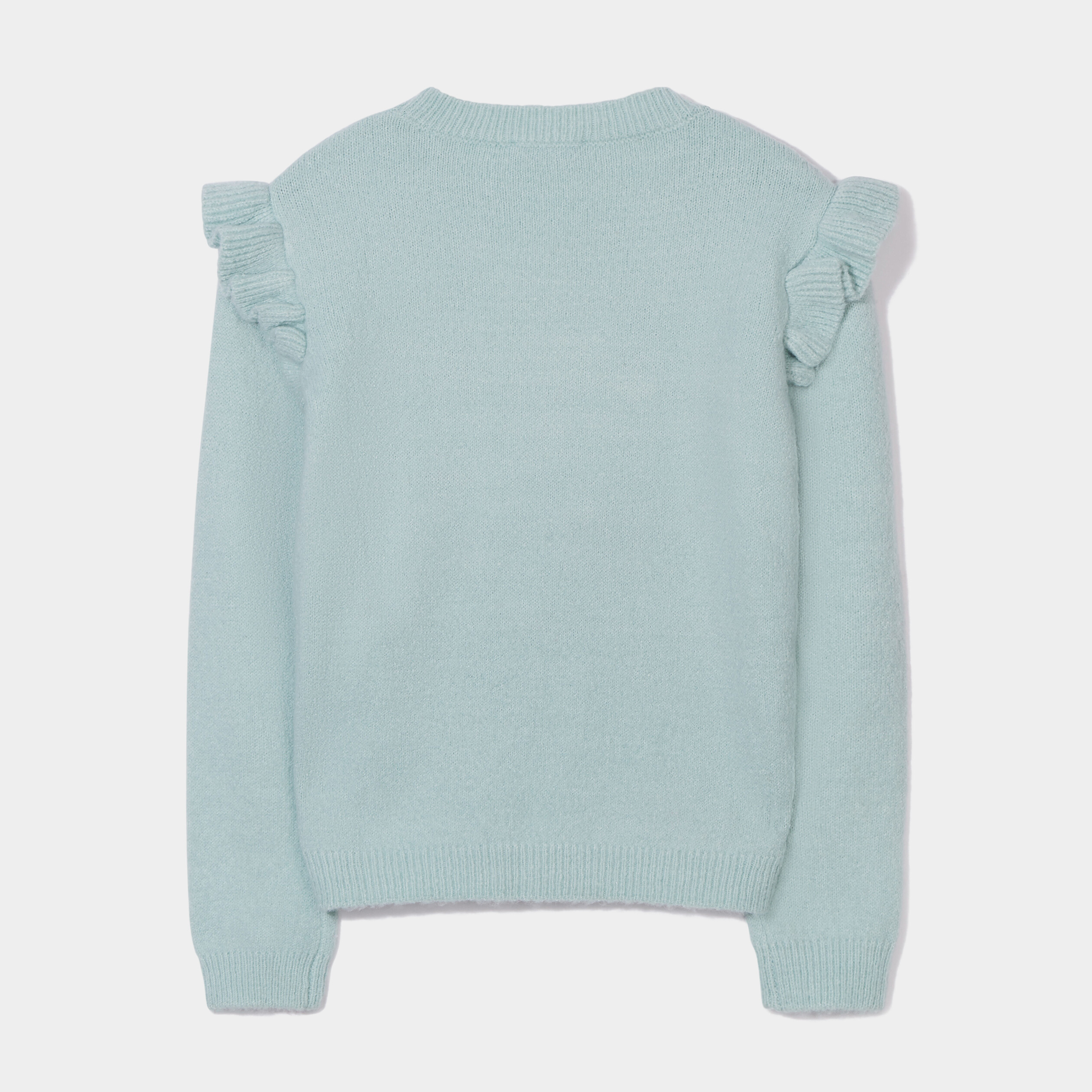 Pull à volants manches longues bleu gris fille | La Halle