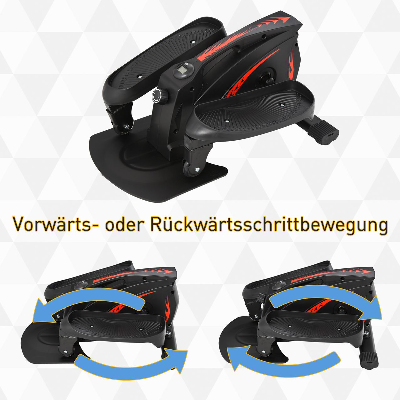 HOMCOM Mini Stepper mit LCD-Monitor Heimtrainer Stufenlos Einstellbarer Widerstand Rutschfestes Steppbrett Stahl