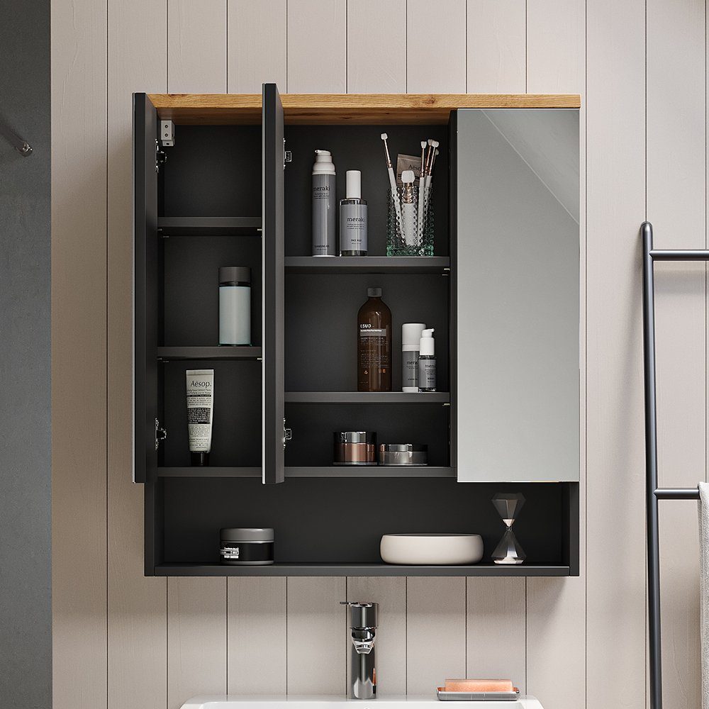 Vicco Spiegelschrank Badspiegel Badschrank EDEN Anthrazit / Artisan