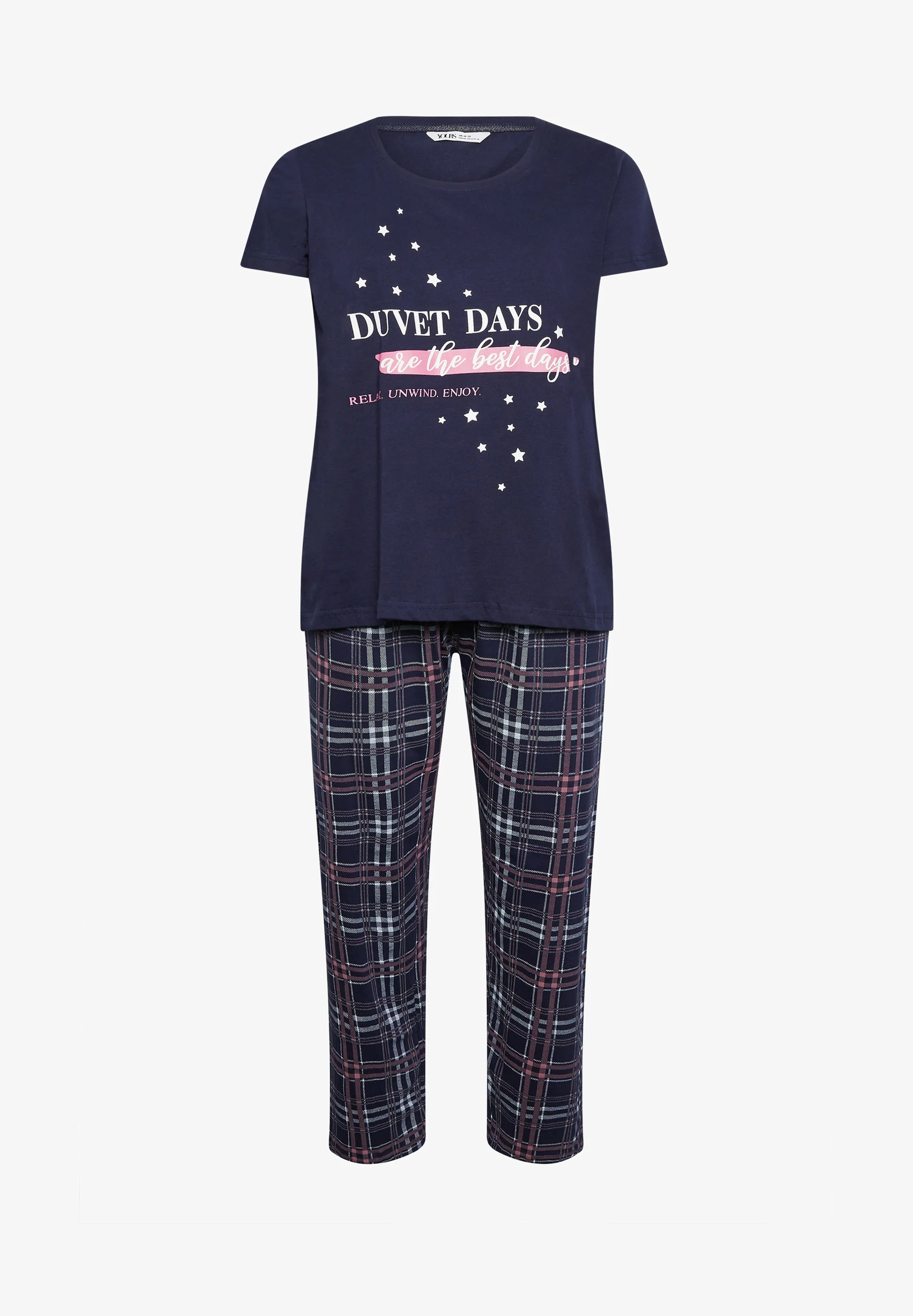 Conjunto de pijama con eslogan de Yours Clothing DUVET DAYS