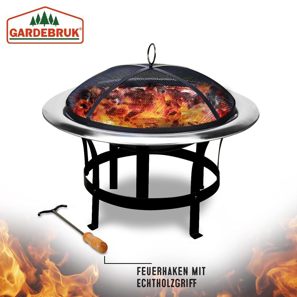 Gardebruk Feuerschale, Feuerstelle 75cm Edelstahl Funkenschutz Garten Outdoor Balkon Grill