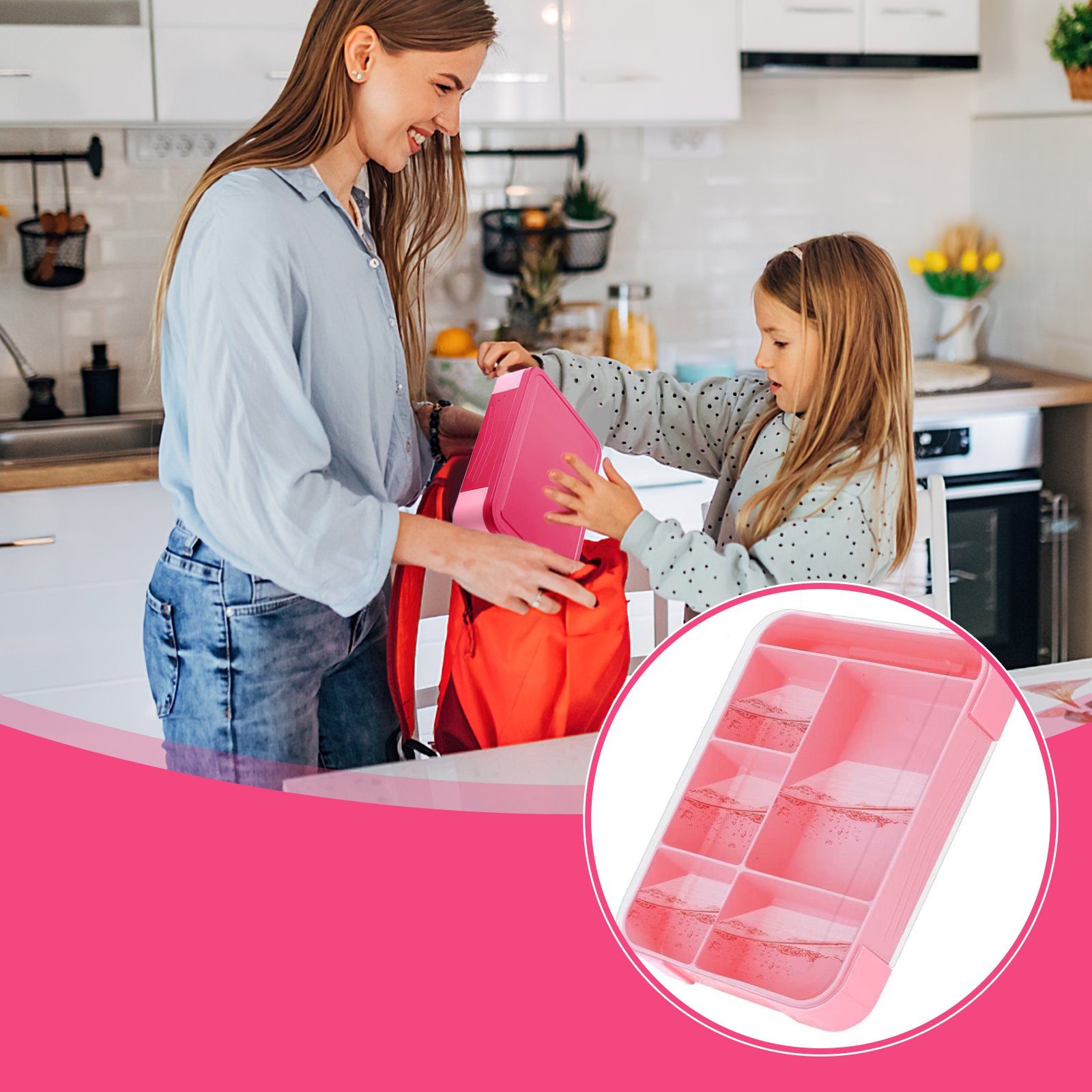MDHAND Lunchbox Rechteckige Bento-Box, Kunststoffe, (1-tlg), Mit Multibesteck