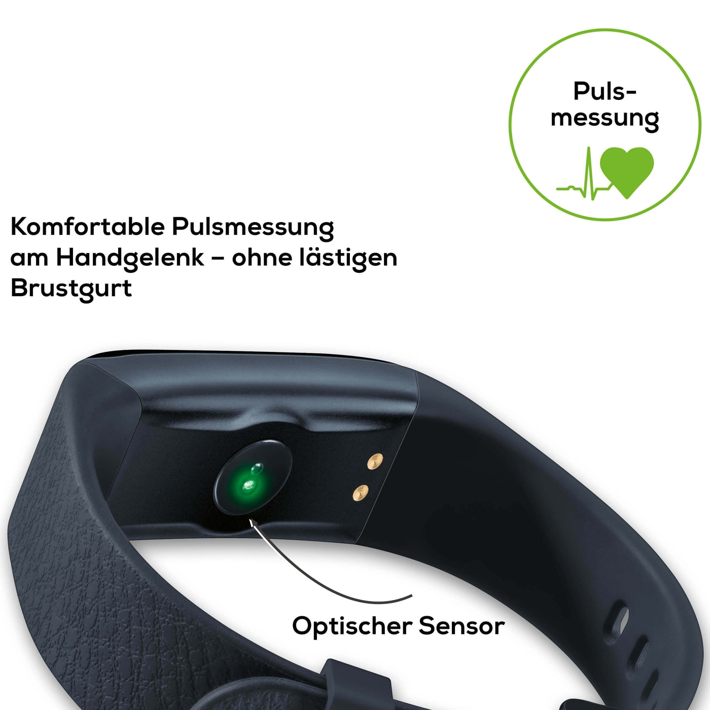 Beurer Aktivitätssensor AS 98 Pulse-Fitnessuhr mit Nachrichtenfunktion, Pulsmessung, Schlaf- & Aktivitätstracking