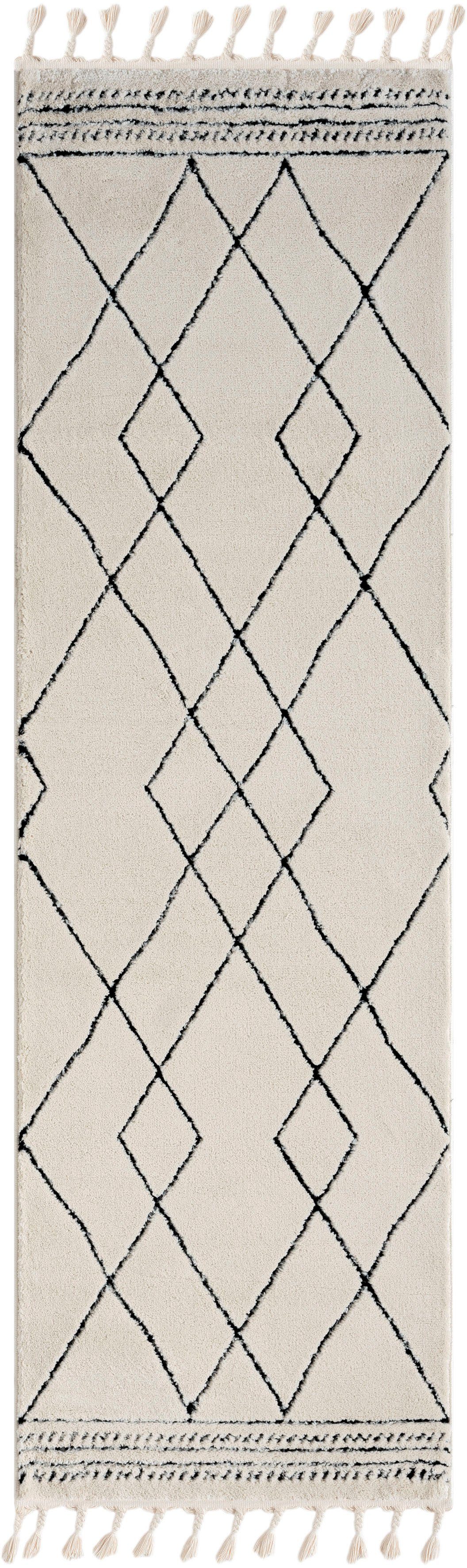 Hochflor-Läufer Moroccan Design Light, Myflair Möbel & Accessoires, rechteckig, Höhe: 24 mm, modern, marokkanisches Design, Rauten Muster, weich durch Hochflor