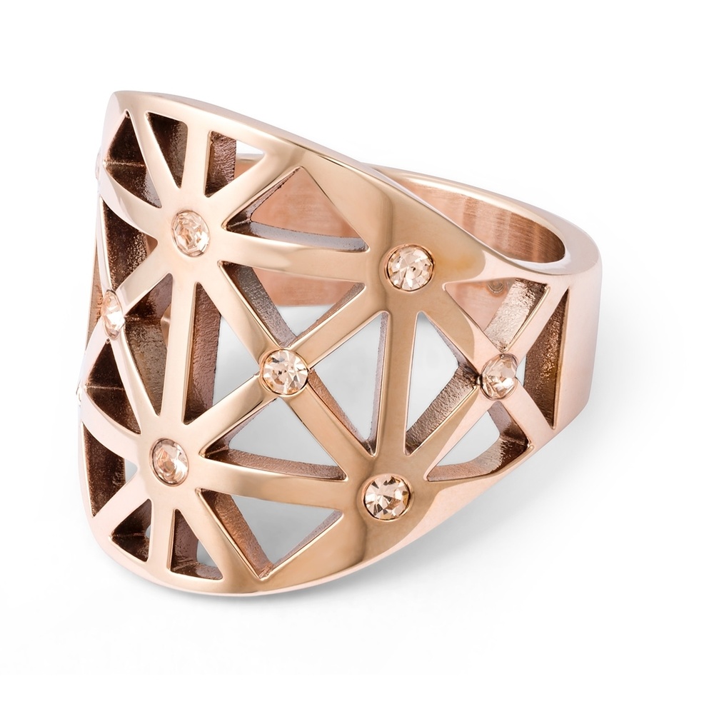 Pippa&Jean Bague en acier inoxydé Acier inoxydable Verre en Or rose Bague