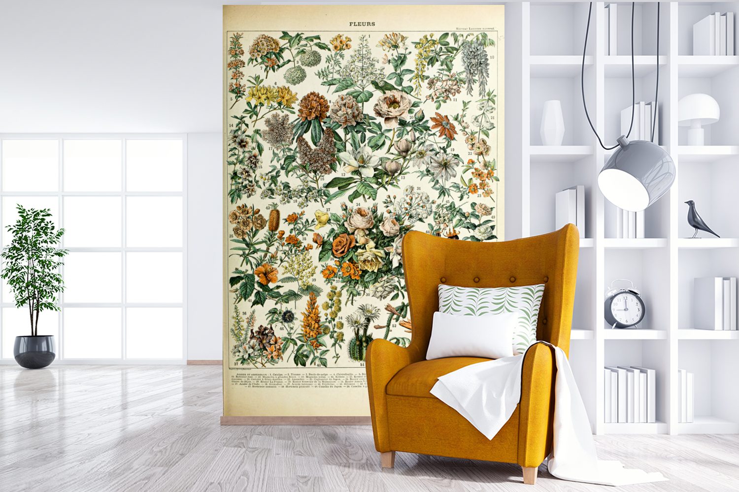 MuchoWow Fototapete Blumen - Orange - Gelb, Matt, bedruckt, (3 St), Montagefertig Vinyl Tapete für Wohnzimmer, Wandtapete