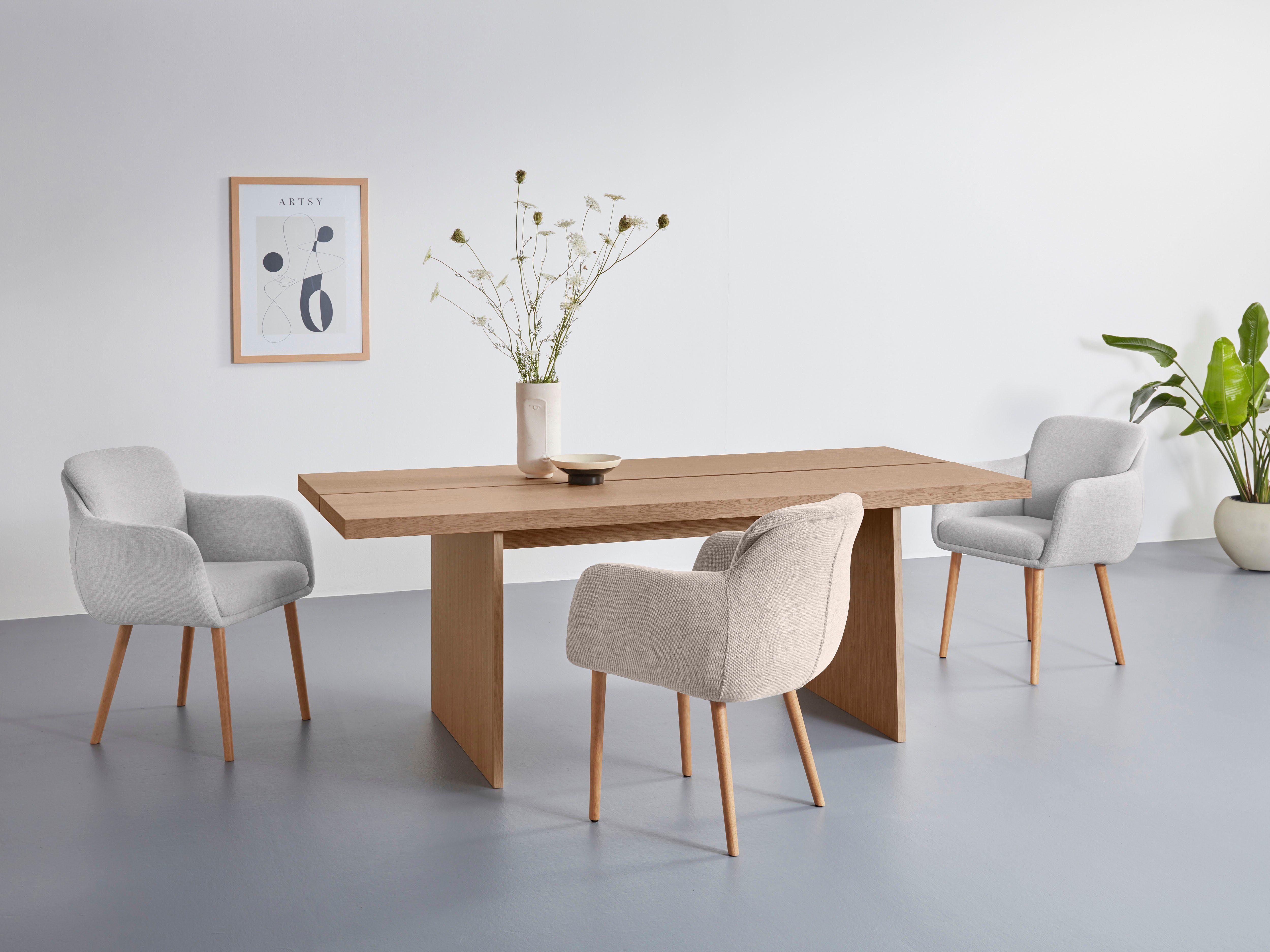 LeGer Home by Lena Gercke Esszimmerstuhl Donnica, pflegeleichter Webstoff, massiven Eichenholzbeinen