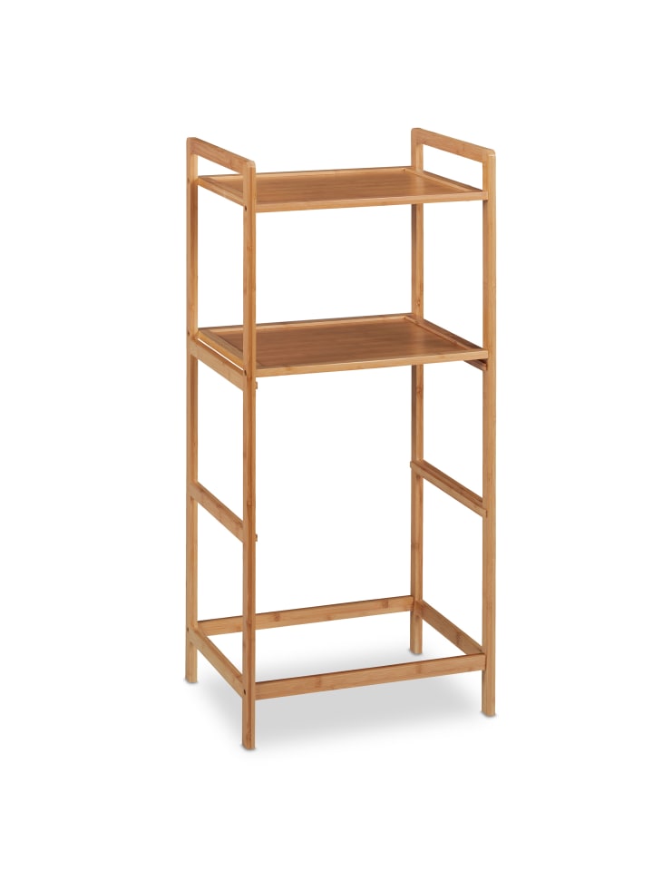 relaxdays Badregal mit Wäschekorb in Natur - (B)44 x (H)96 x (T)34 cm günstig kaufen onesize