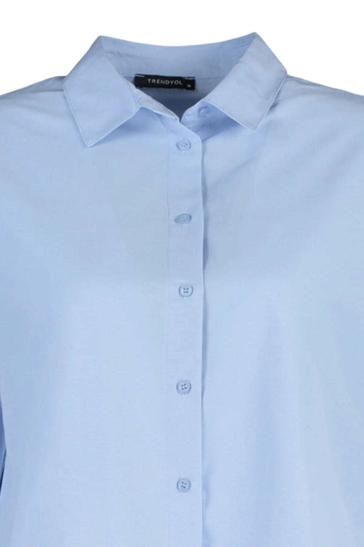 Trendyol Collection  Blaues, locker geschnittenes Hemd aus Baumwollgewebe TWOAW20GO0107
