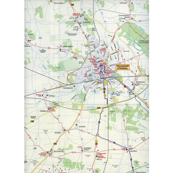 Radwander- und Wanderkarte Flusslandschaft Elbe, Stendal, Osterburg, Havelberg und Umgebung 1 : 50 000 - Wanderkarte