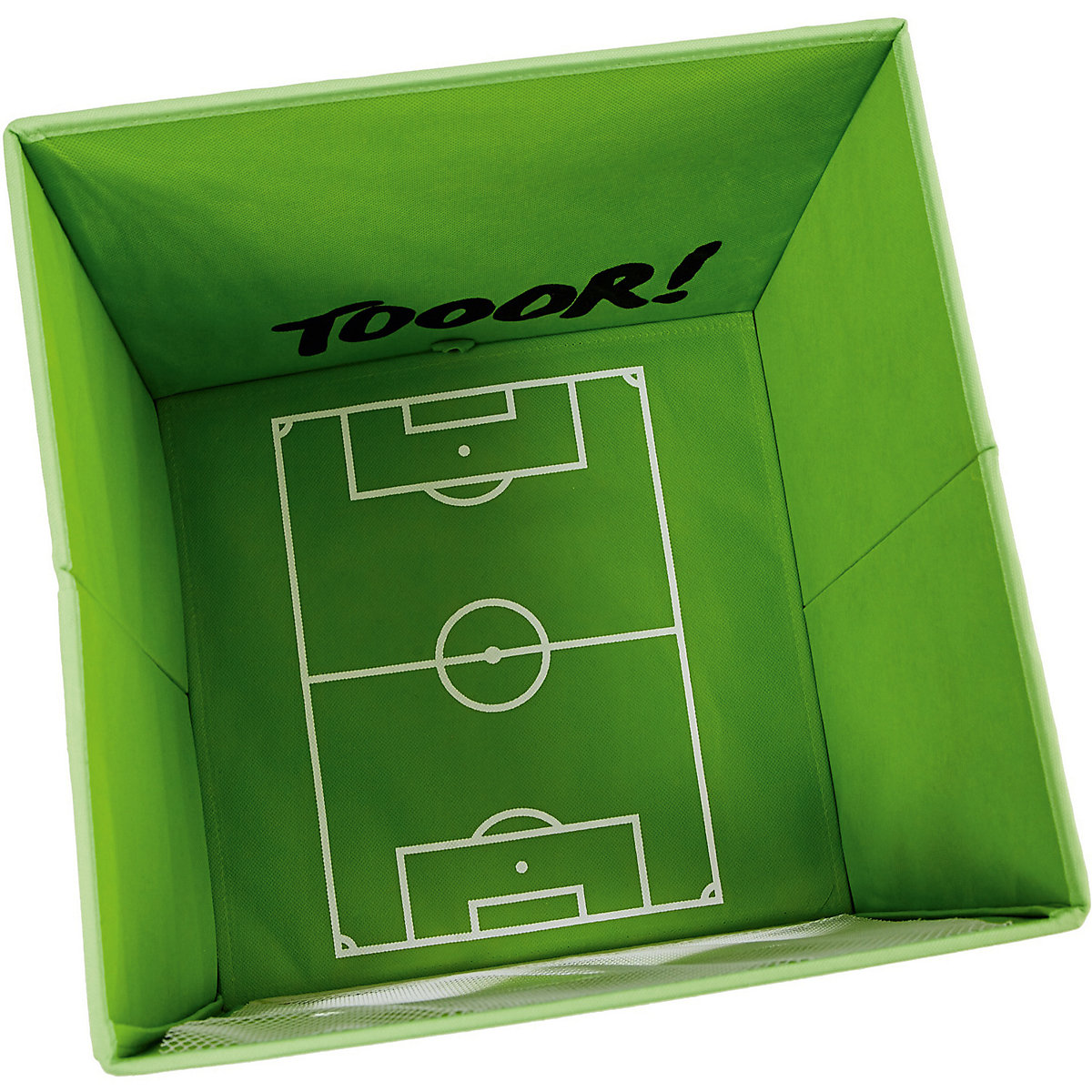 Aufbewahrungsbox Fußball, mit Sichtfenster Tornetz, 30 x 30 x 30 cm