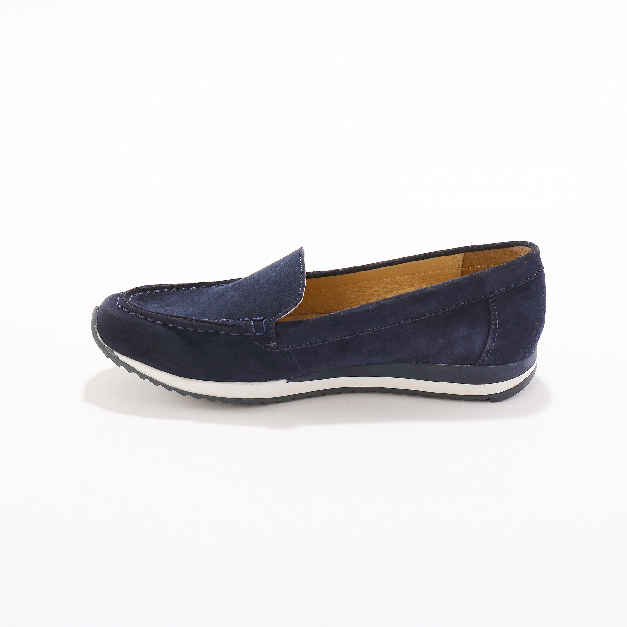 Mocassins en croûte de cuir à semelle crantée bicolore