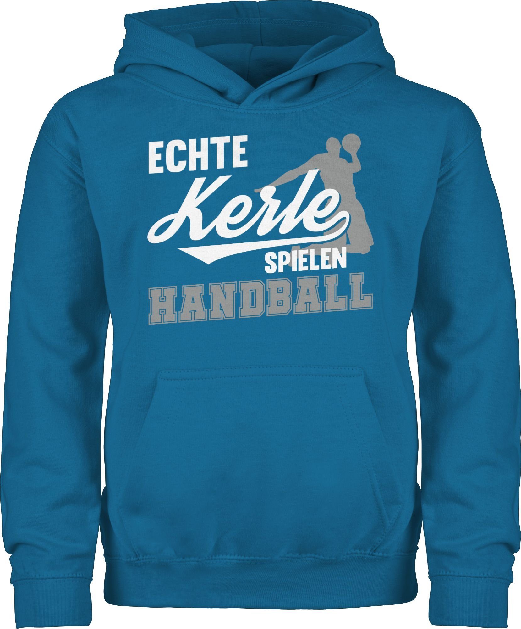 Shirtracer Hoodie Echte Kerle spielen Handball weiß / grau Kinder Sport Kleidung