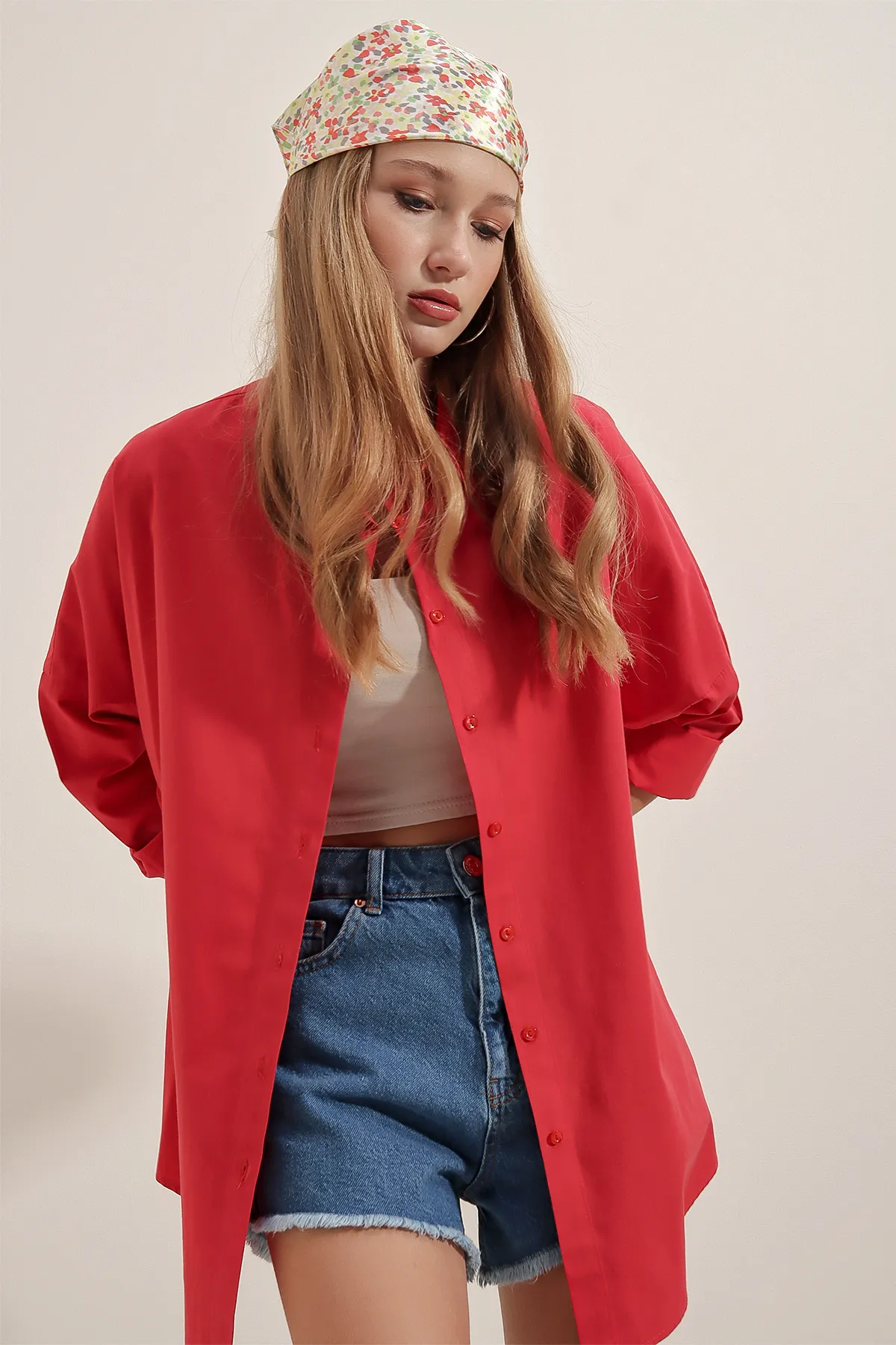 Bigdart  3900 Oversize-Lang-Basic-Hemd – Rot