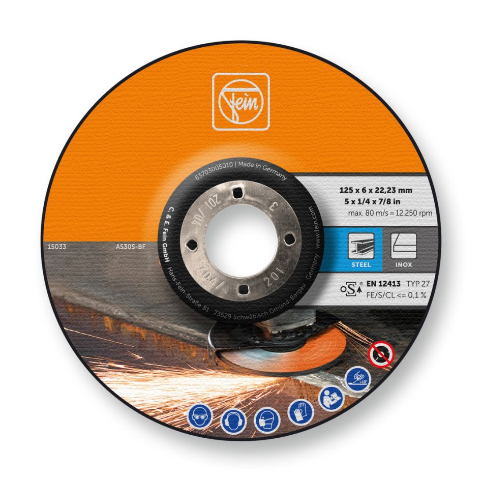 Fein Zubehör 63703005010 Universal-Entgratscheibe 125x22,23x6mm 10 Stück