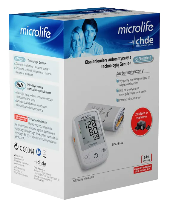 Microlife BP A2 Basic, Automatisk Blodtryksmåler for Overarmen med Strømforsyning