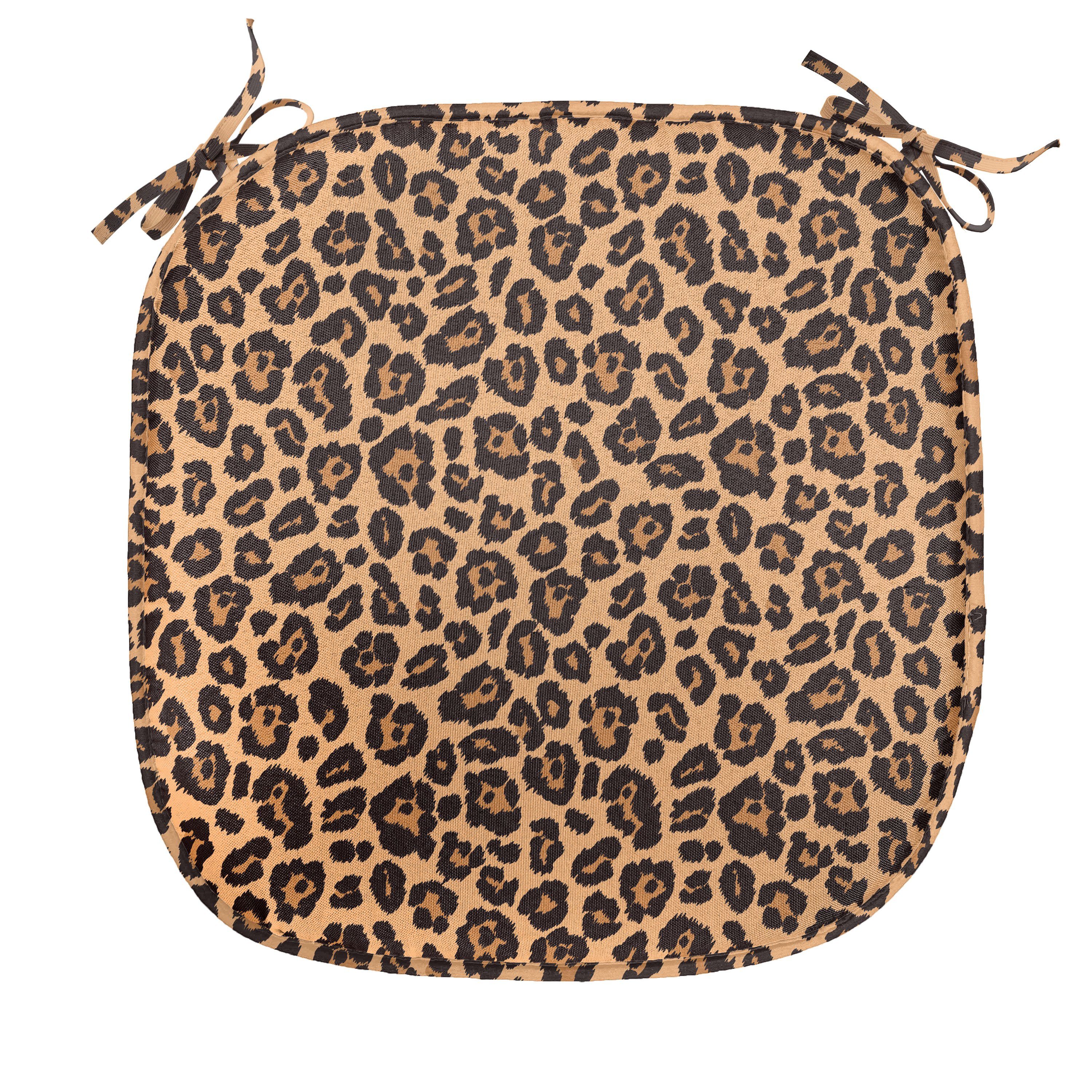 Abakuhaus Stuhlkissen Dekoratives wasserfestes Kissen mit Riemen für Küchensitze, Leopard-Druck Orange Exotische Afrikanische