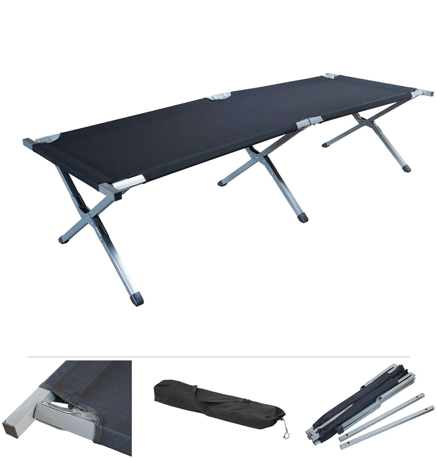 Grafner Feldbett Grafner® Feldbett klappbar Campingbett inkl. Tragetasche in schwarz inkl. Transporttasche
