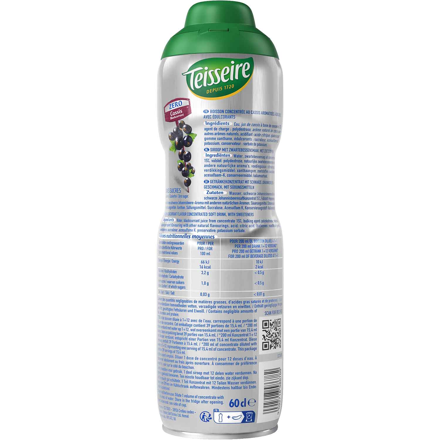 Teisseire Zero Schwarze Johannisbeere 600ml