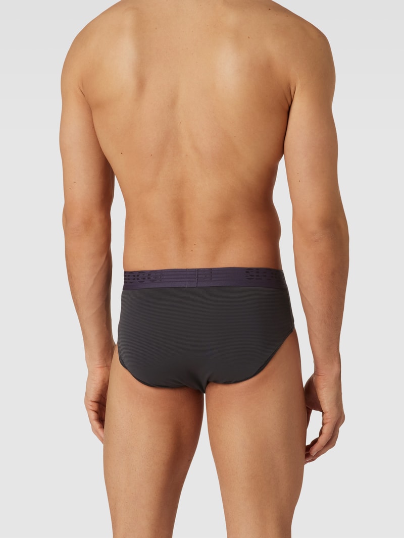 Slip mit Streifenmuster im 2er-Pack in schwarz