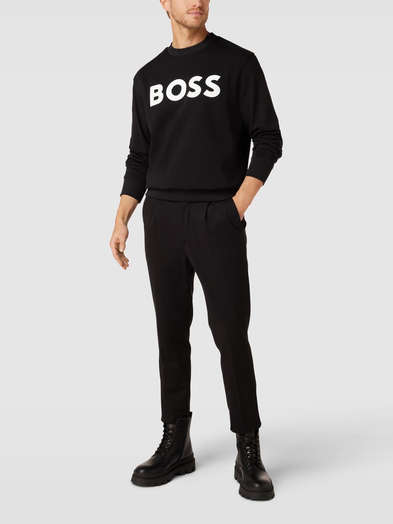 Sweatshirt mit Label-Print in anthrazit meliert