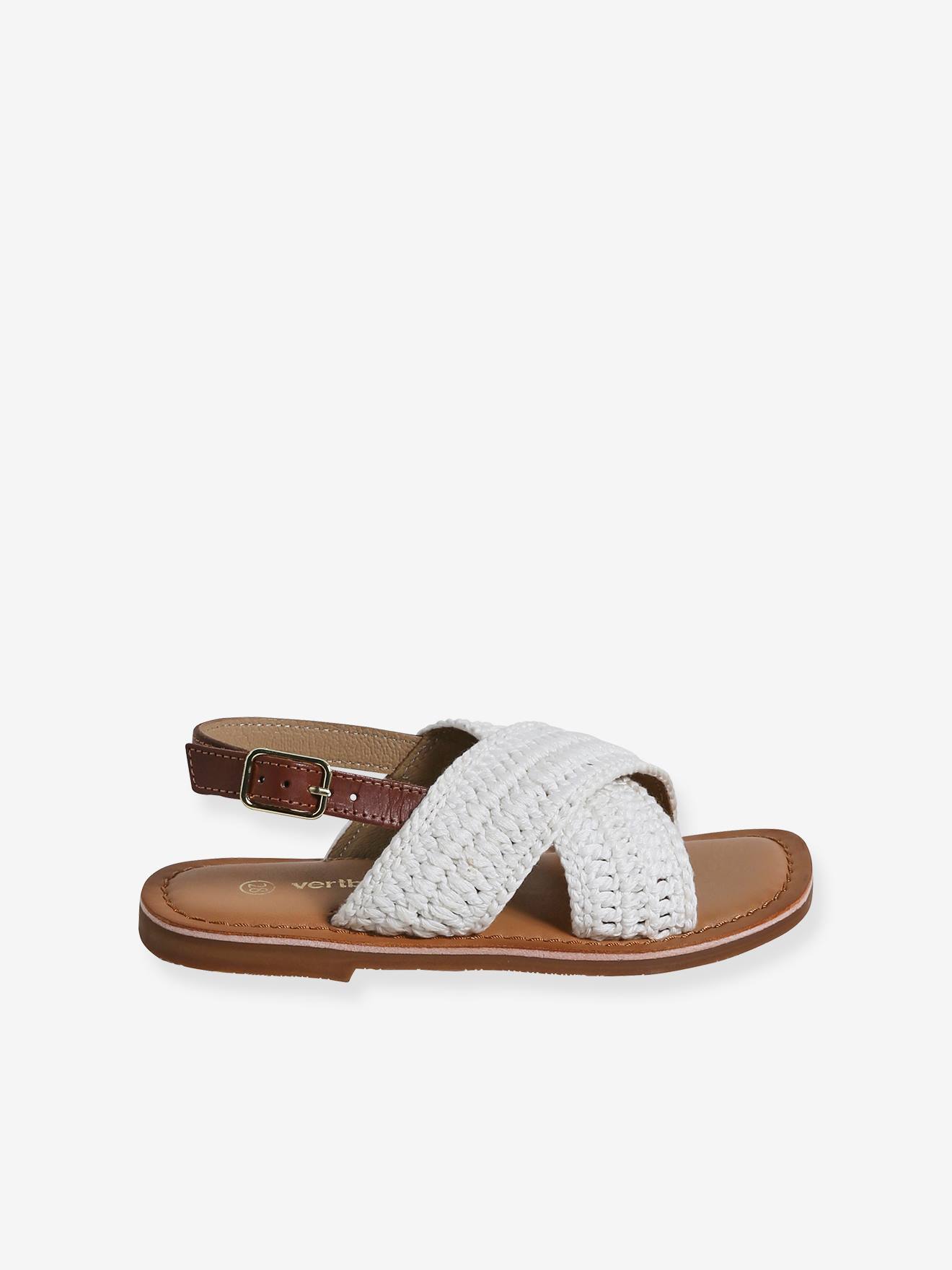 Vertbaudet Kinder Sandalen mit überkreuzten Riemen - wollweiß