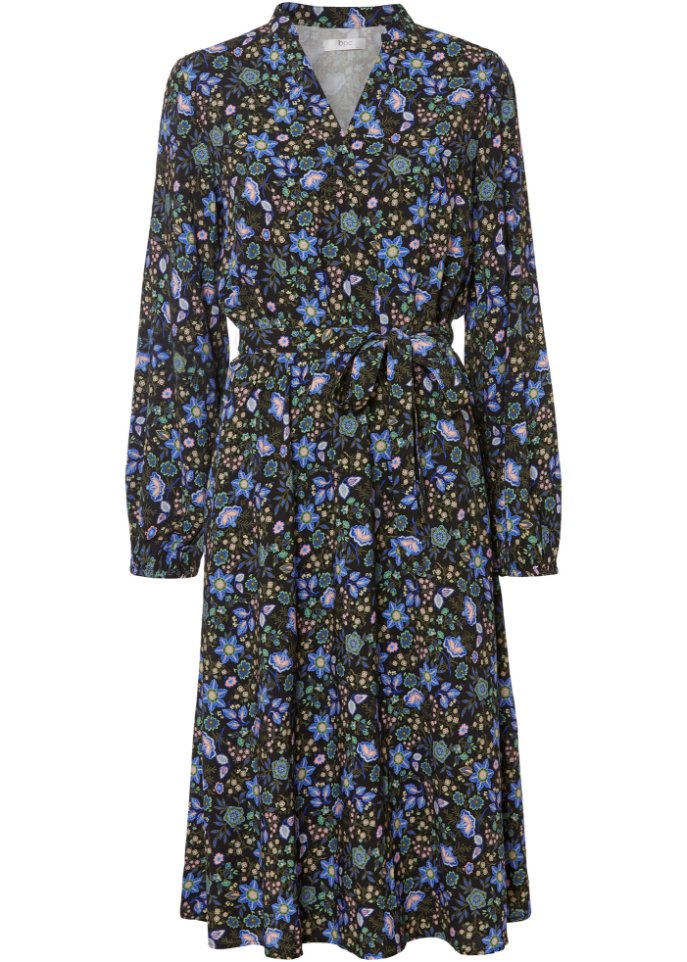 Midi-Kleid mit Taschen und Bindegürtel