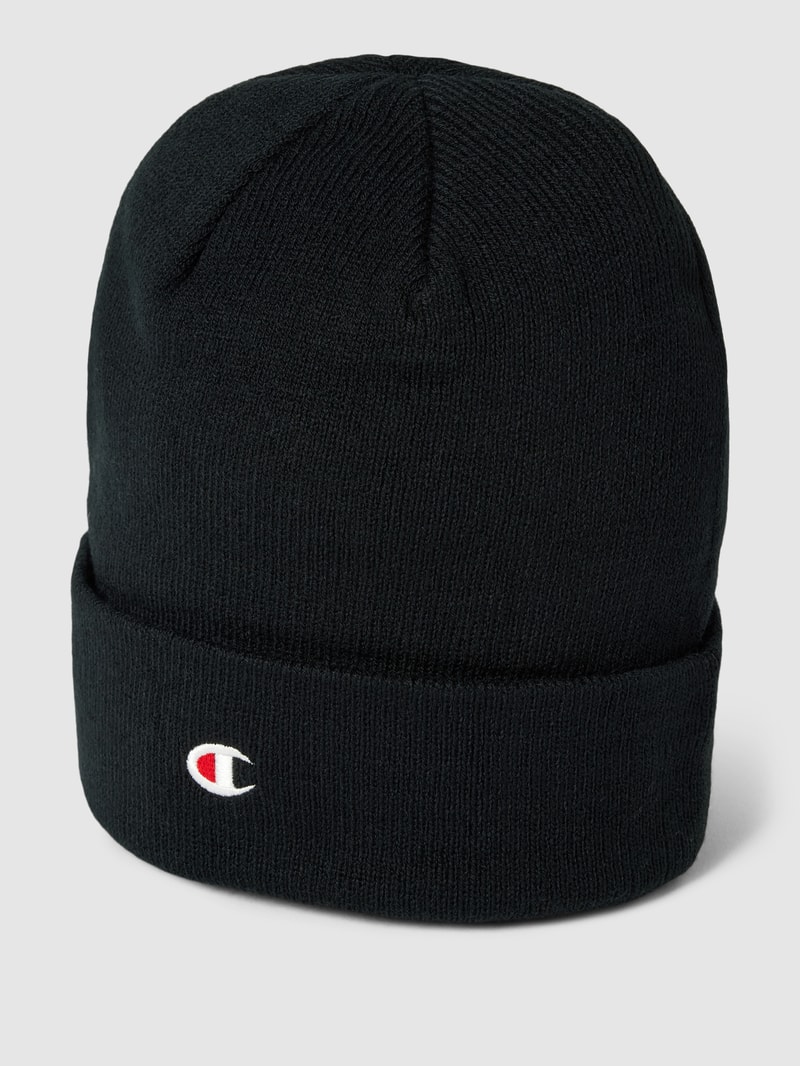 Beanie mit Label-Stitching in schwarz