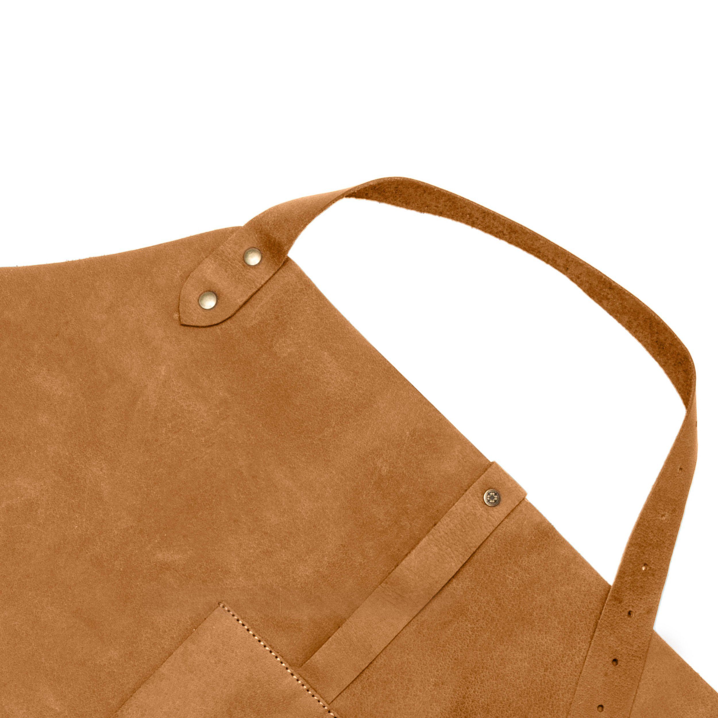 DRAKENSBERG Grillschürze Herren Bob Cognac-Braun, Premium Leder Koch- und Grillschürze für Männer, strapazierfähig