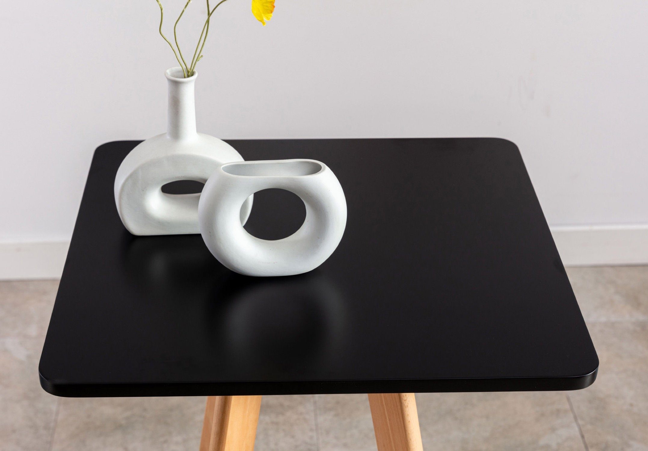 TPFLiving Stehtisch Minios - Bartisch für Küche, Esszimmer, Wohnzimmer, Balkon, Terrasse (Bistrotisch mit Buchenholz-Tischplatte - Durchmesser: 60 cm, 1-St., Design Tisch mit Buchenholz-Gestell und Fußstütze), Maße (BxLxH): 60 x 60 x 105cm - Gewicht