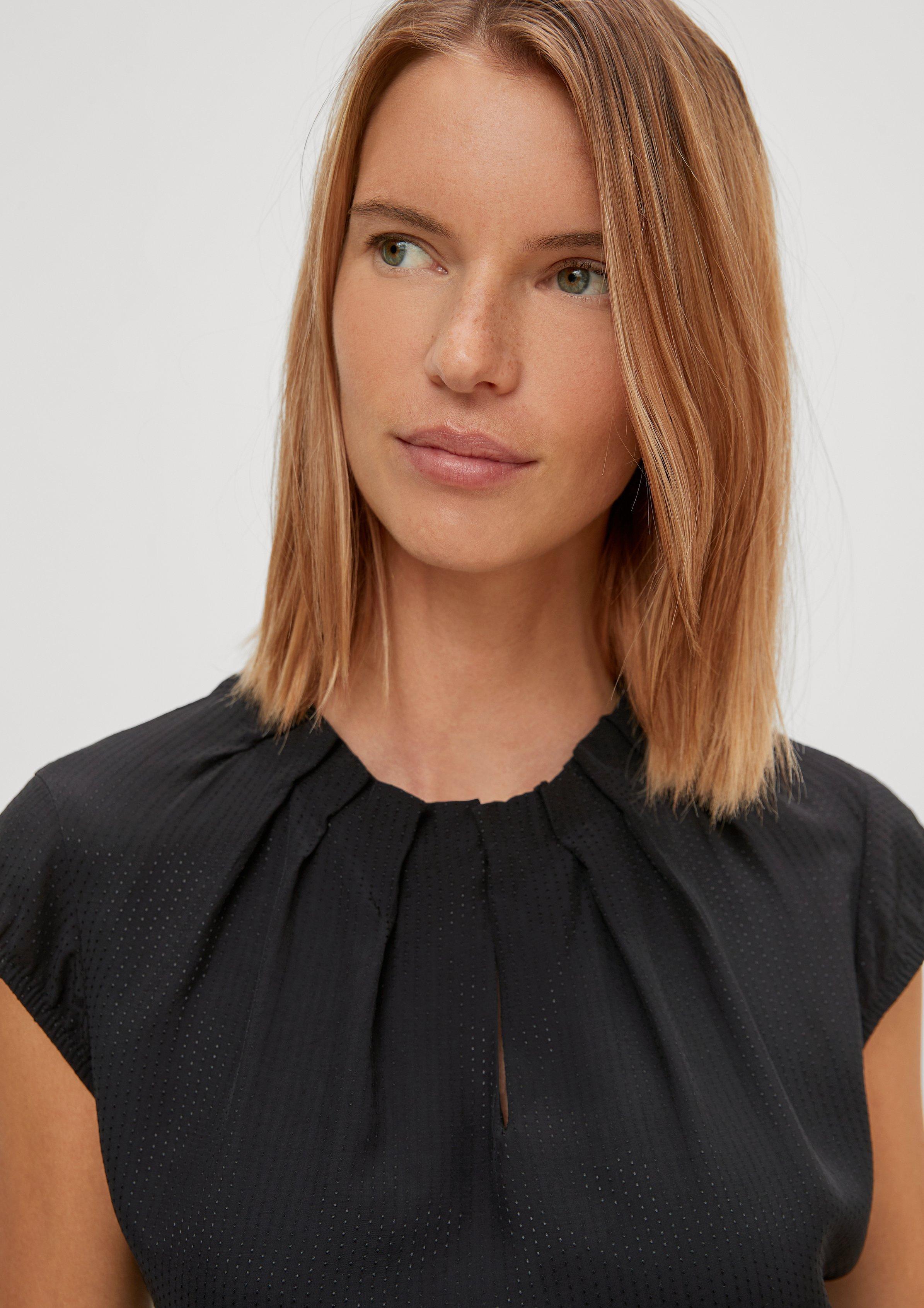 Viskosebluse mit Strukturmuster - schwarz