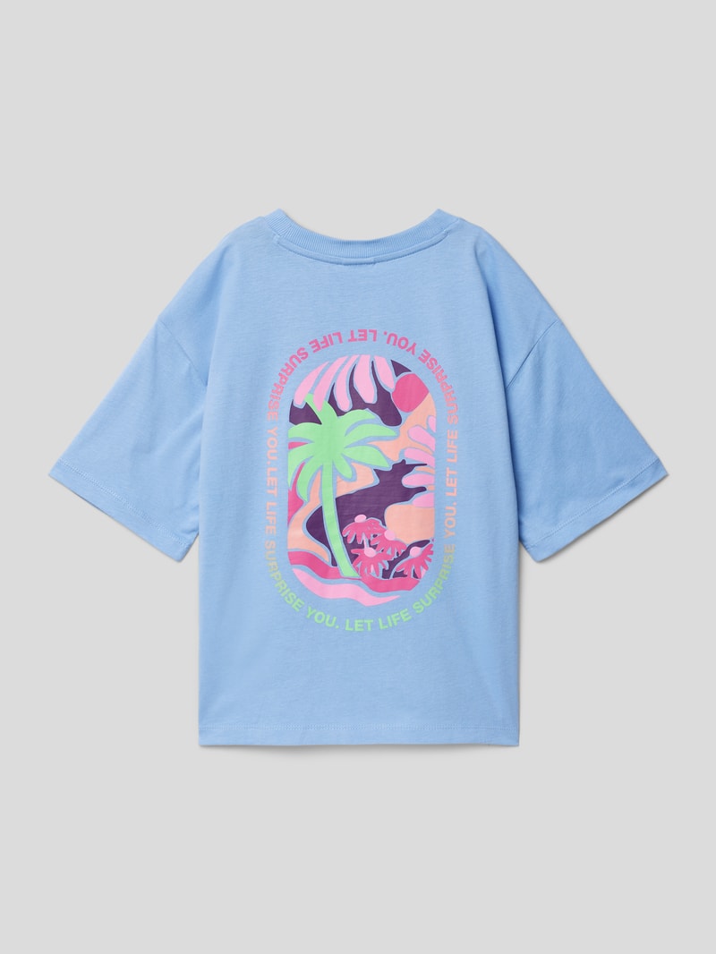 Oversized T-Shirt mit geripptem Rundhalsausschnitt in bleu