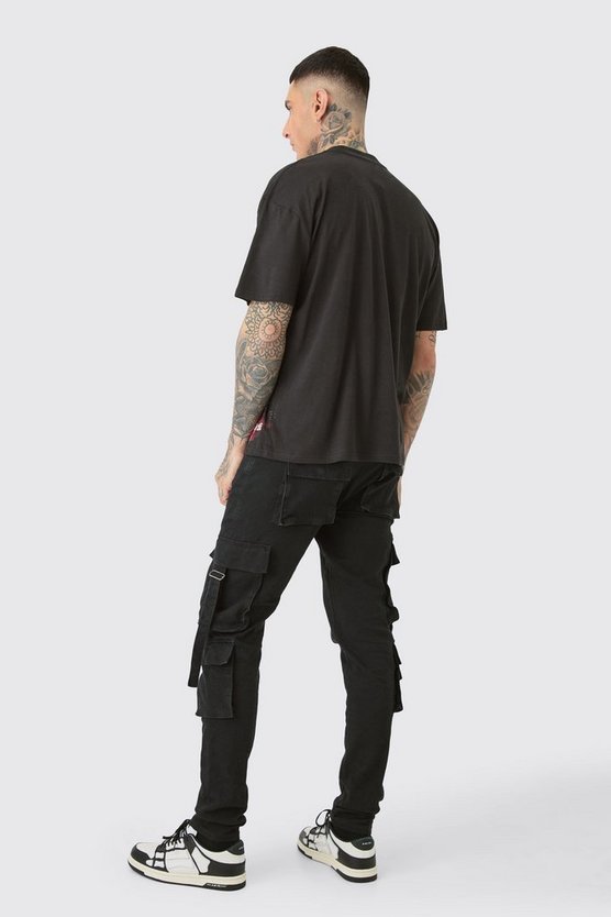 Tall Stretch Skinny Cargo-Jeans mit Taschen-Detail