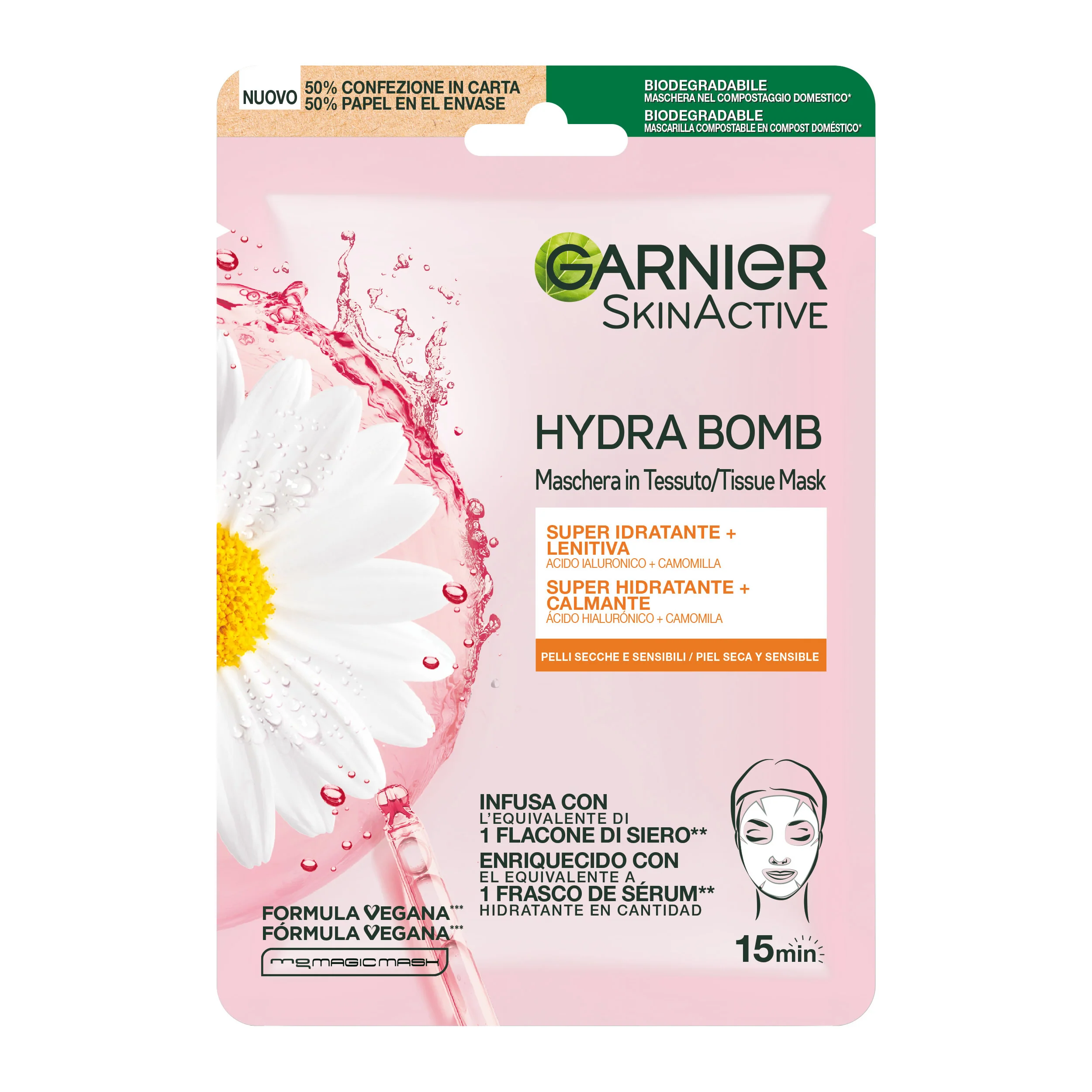 Skin Active Maschera in Tessuto Hydra Bomb Idratante Lenitiva - Maschera Lenitiva viso