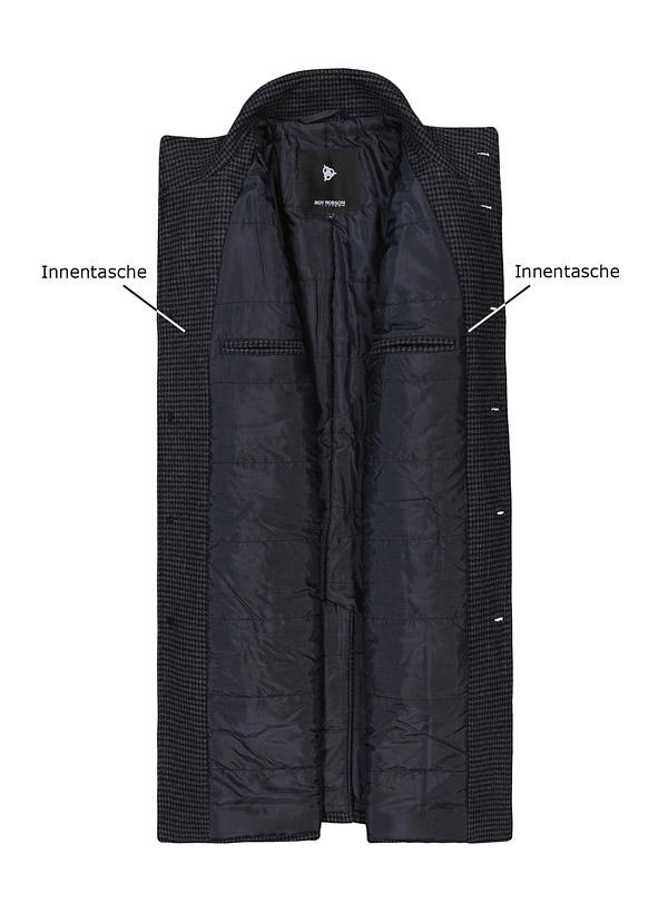 ROY ROBSON, Mantel, Schurwoll-Stretch sorana®, grau-navy gemustert