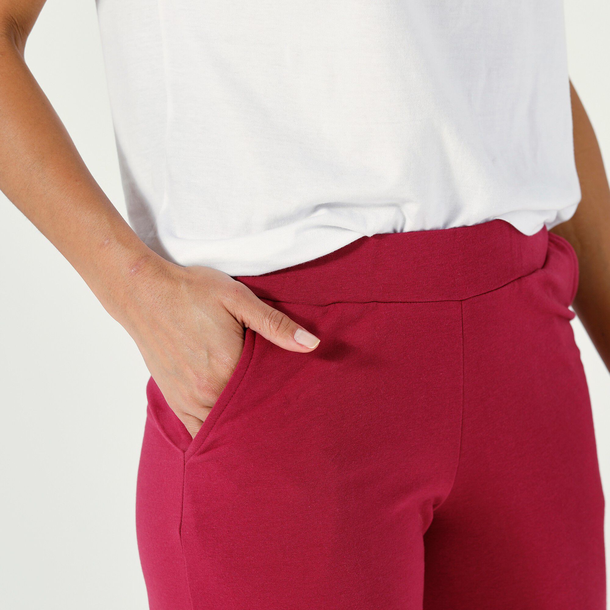 Pantalon coupe large molleton taille élastiquée